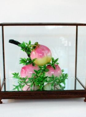 灯工植物博山高档礼盒装玻璃寿桃
