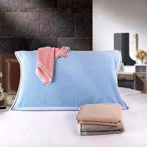 高档枕巾纯棉一对纯色情侣枕头巾夏季全棉加厚加大成人单人欧式