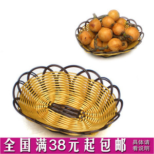 17仿藤编织篮食品篮面包篮镂空花边点心篮蓝子果盘果篮小吃碟菜篮