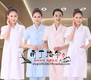 白大褂女护士服长袖扣袖松紧袖口冬装短袖夏装医师医生服实验室服