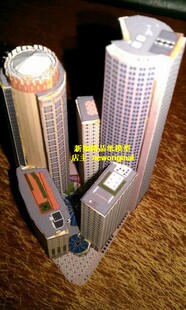 【新翔精品纸模型】现代商业休闲广场城市综合体建筑群模型
