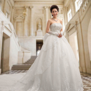 Wedding dresses new 2015 Korea slim fashion trail studded lace plus size gown with a fitted bodice and winter