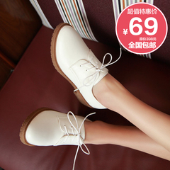 School of art retro shoes style shoes with small white shoe circular head and thick-soled shoes in deep oral ladies shoes