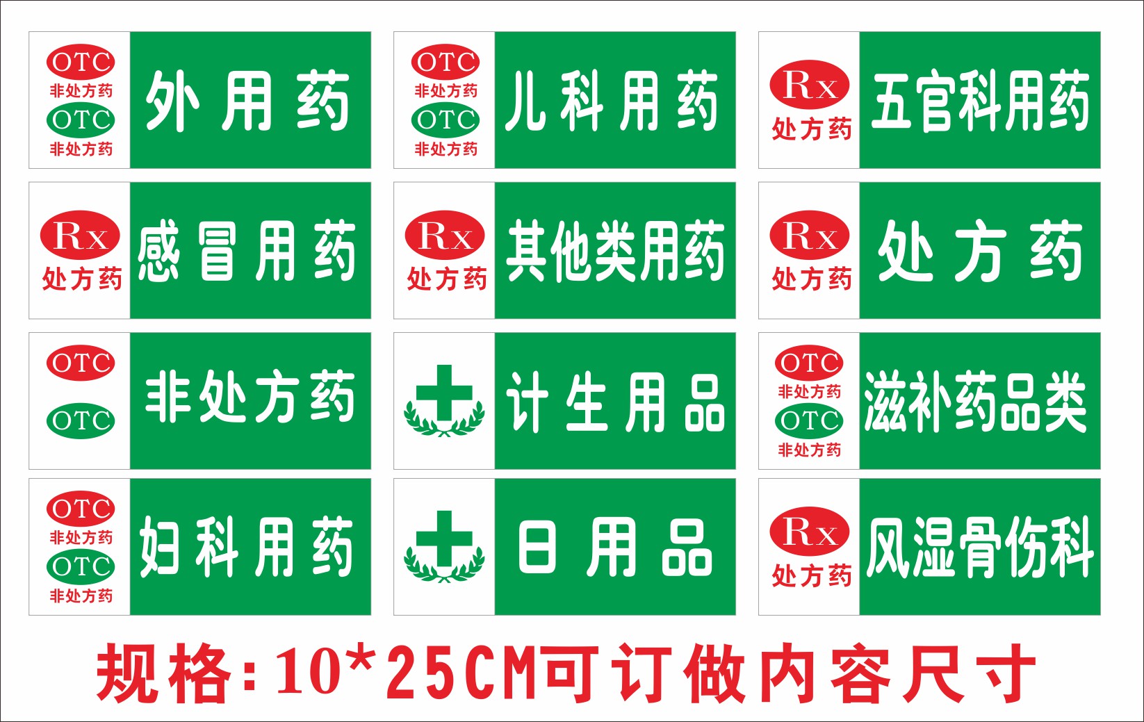 药店分类牌药品分类牌药房药柜标识牌药店gsp认证分类牌标签定制