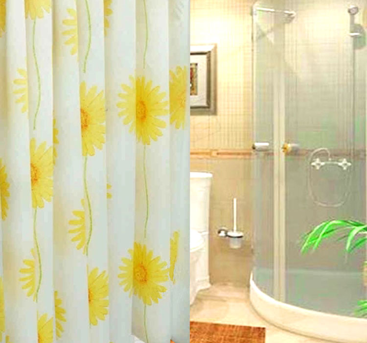 高档涤纶布浴帘加厚防霉隔断帘卡通可爱不沾身卫生间浴室防水帘