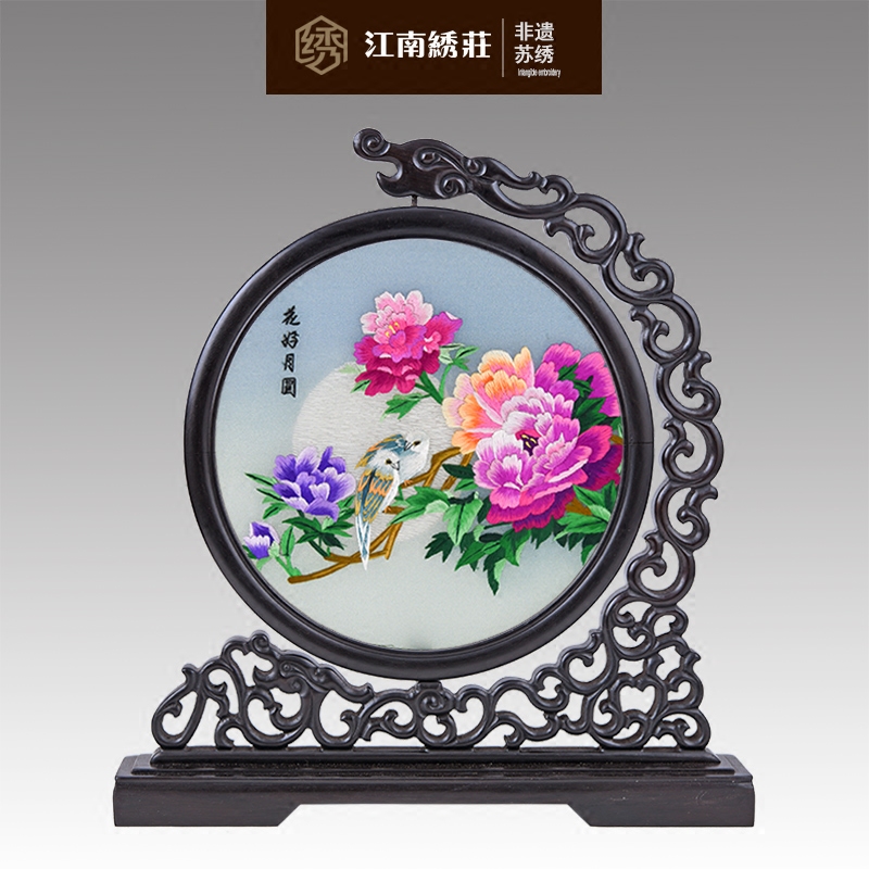 工艺品摆件家居装饰品创意客厅玄关电视柜酒柜房间苏绣摆件双面绣