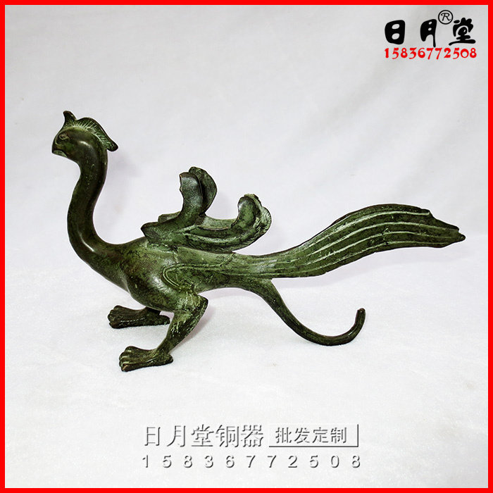 纯黄铜朱雀仿古做旧青铜四方兽青龙白虎朱雀玄武家居摆件招财