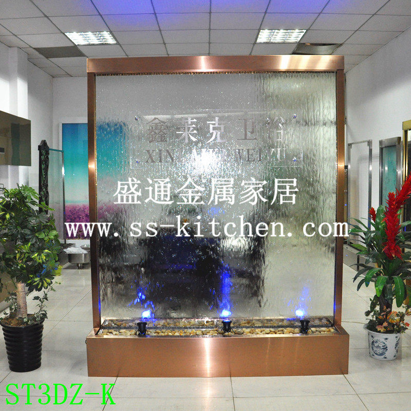 订做不锈钢水幕墙 办公隔断水帘 公司形象风水墙 流水屏风