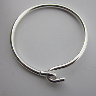 『麦子熟了手工银饰』守护_圆圈简式相扣手镯S925纯银手工定制品
