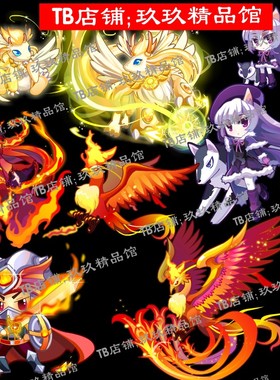 flash 矢量游戏 火凤凰 小骑士兵 紫色小魔女 小飞龙角色素材文件