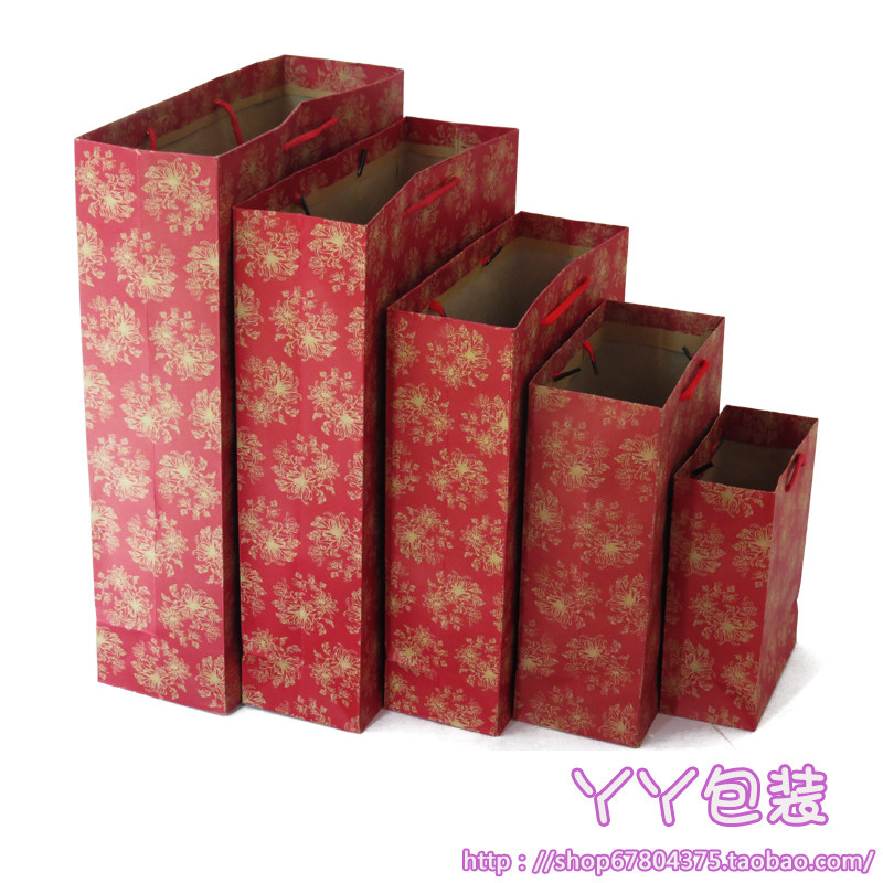 红菊花牛皮纸袋服装袋定做纸袋包装袋子手提包装袋印刷logo订制