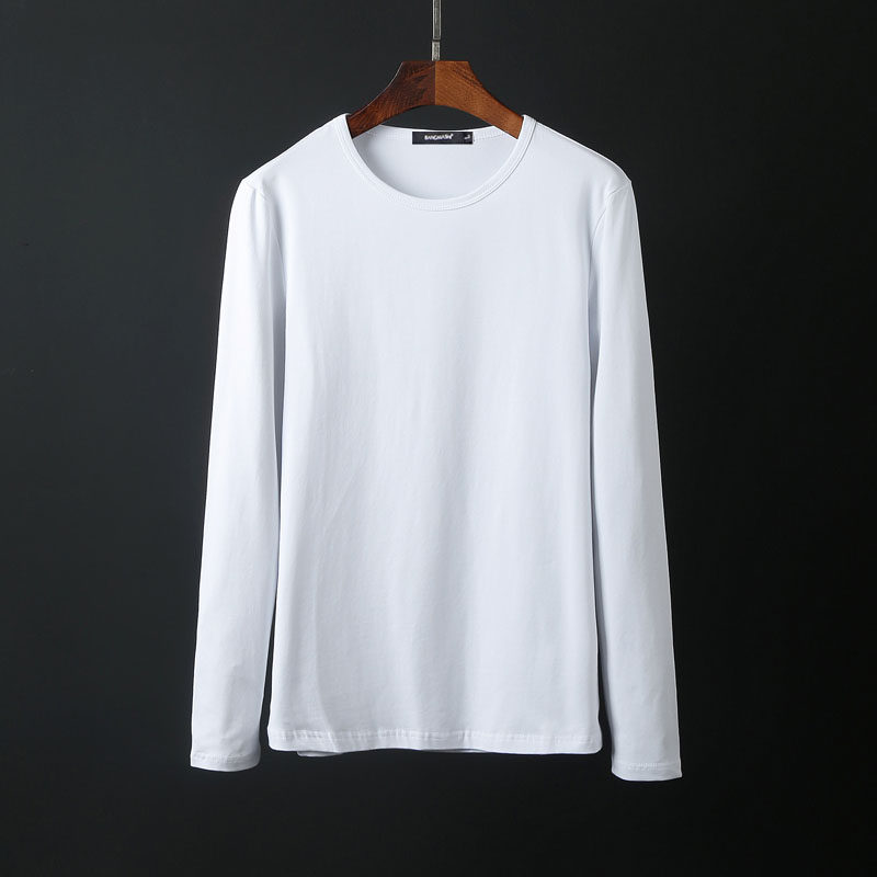 春秋男士圆领长袖t恤韩版白色男打底衫内搭大码时尚潮流男上衣