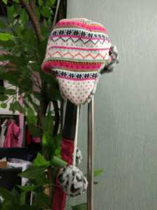 清货！法国外贸原单出口冬季儿童女童款k家毛线雷锋帽棉帽保暖帽