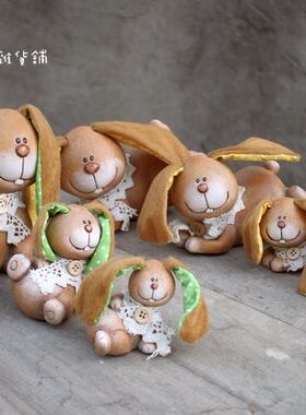 孤品复古陶土做旧儿童房工艺摆件