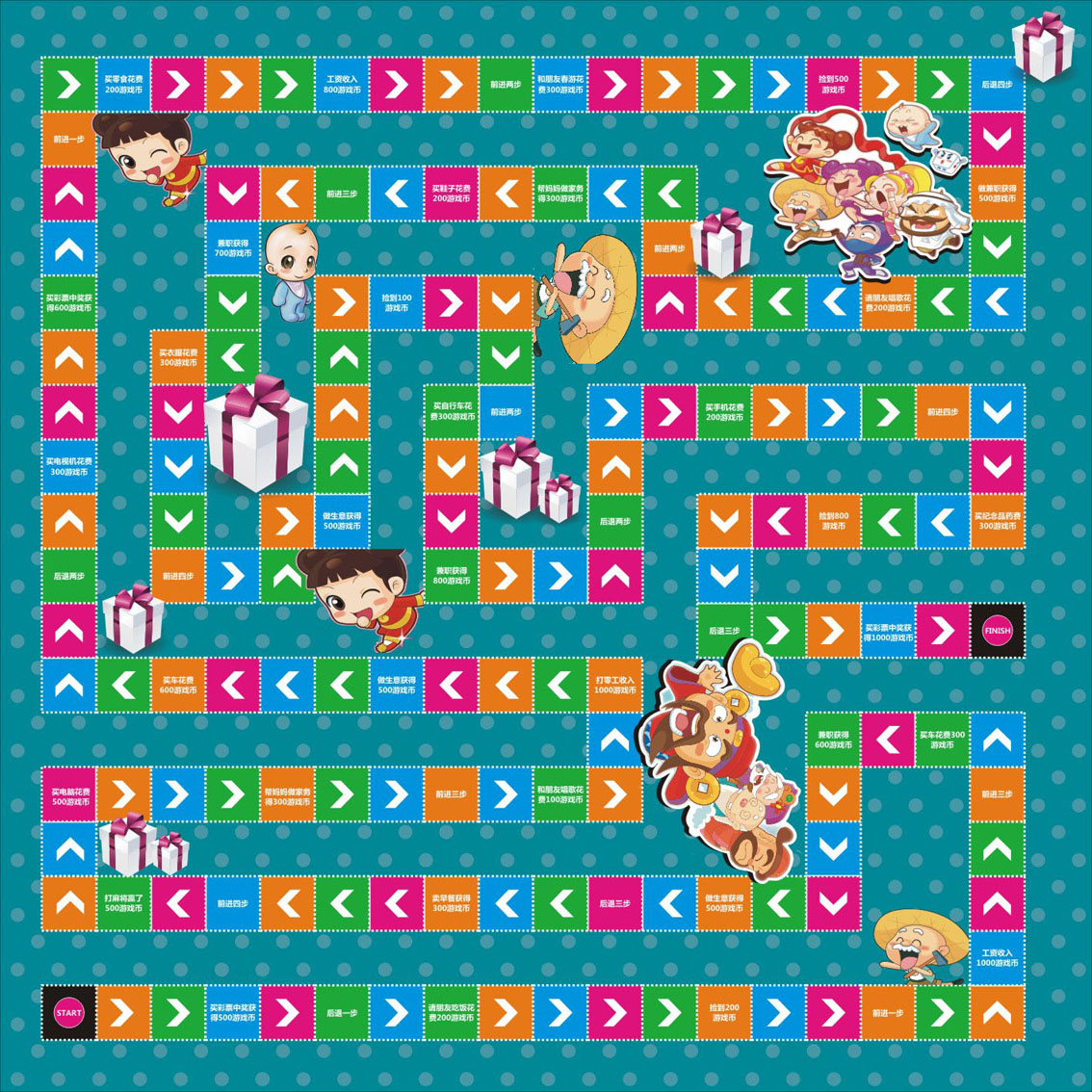 727海报印制展板写真喷绘贴纸898游戏大富翁棋盘格贴纸图片素材