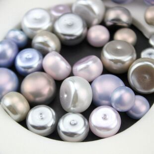 高档人造单孔ABS半圆环保仿珍珠幻彩馒头珠配 手工制作diy饰品