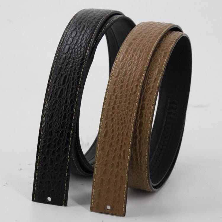 鳄鱼纹头层牛皮自动扣皮带无扣裤带身 男士真皮不带头无头腰带3.5