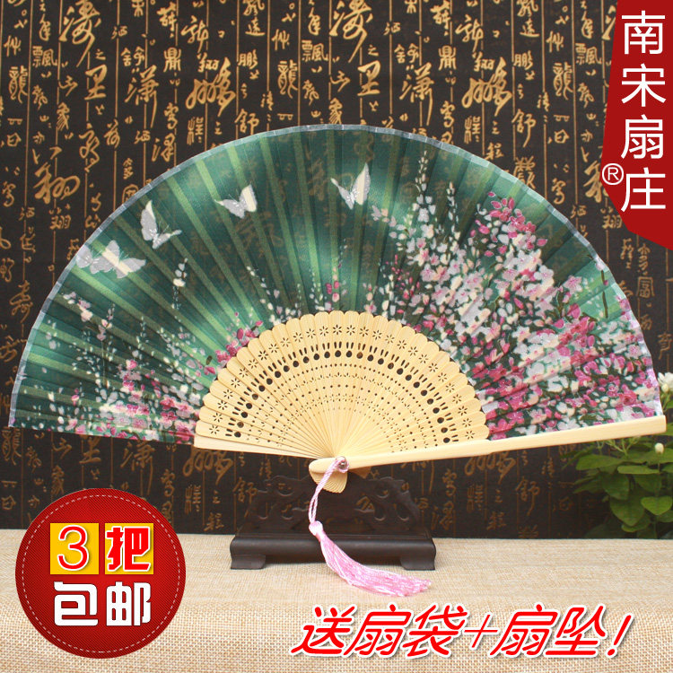 精品礼品扇子女折扇日式和风扇镂空樱花真丝扇复古装工艺丝绸绢扇