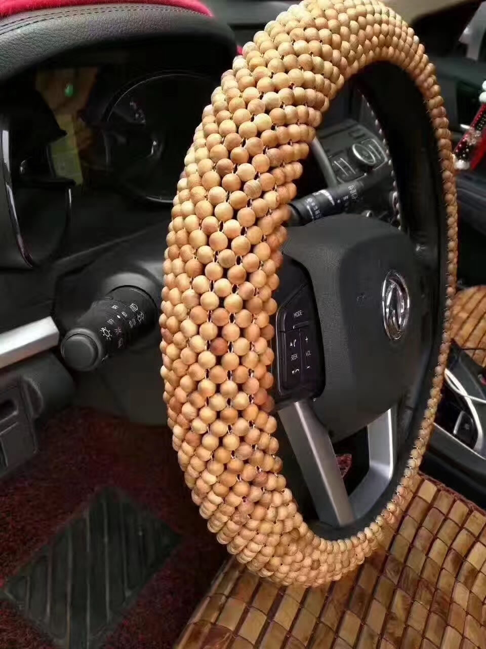 圆型方向盘套手工编织崖柏佛珠阴沉木血檀珠子汽车通用四季把套