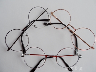 潮复古小圆框金属眼镜架溥仪眼镜师爷帐房先生镜无镜片儿童学生款