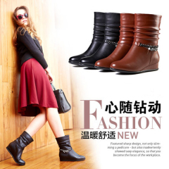 Fuguiniao shoes 2015 winter boots in boots with Jurchen leather Biker boots winter boots and wool winter boots