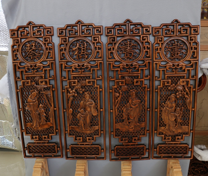 东阳木雕挂件客厅背景墙壁挂中式仿古实木琴棋书画香樟木挂屏