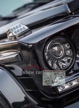 W463 G350G500G55G63 升级 Mans 熏黑大灯 黑色 头灯 流水 跑马灯