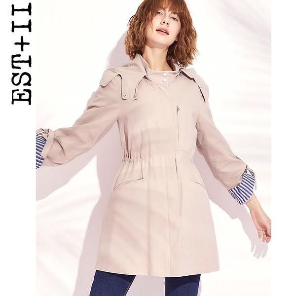 EST＋II 艺诗 纯棉 女式中长款连帽外套 天猫优惠券折￥259包邮（￥359-100券）2色可选