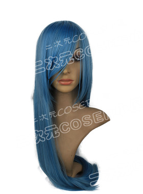 蓝色长直发 斜刘海