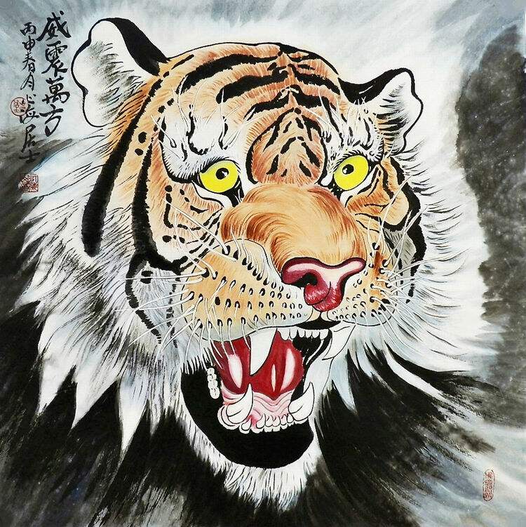 手绘字画书画真迹热销F030262心海画四尺斗方国画动物 虎头