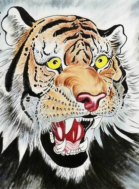 手绘字画书画真迹热销F030262心海画四尺斗方国画动物 虎头