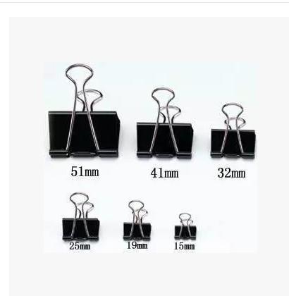 黑色长尾夹51/41/32/25/19mm燕尾夹票据夹黑色金属夹子铁财务票夹