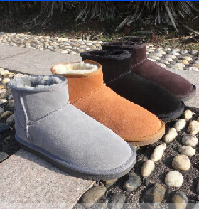 冬季低筒5854真皮防滑雪地靴牛皮男短靴棉鞋情侣鞋有大码45 46 47