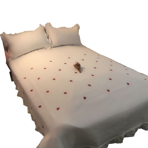 ins风韩国女神水洗棉床盖三件套夹棉床单绗缝被床盖单件铺盖褥子