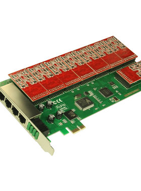 深简捷16路电话语音卡FXO外线Asterisk卡Linux呼叫中心PCI-E板卡模拟线路支持反极信号Linux操作系统Rocky