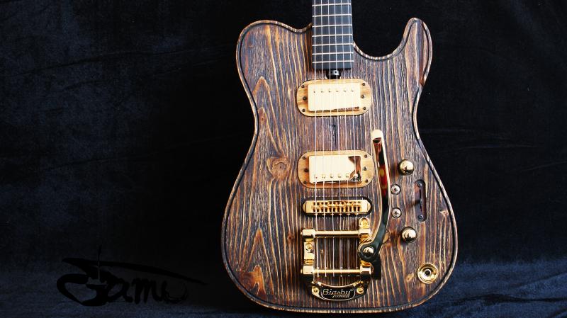 【Bamo Guitars】原创设计T---Gold & Black 老房木 电吉他