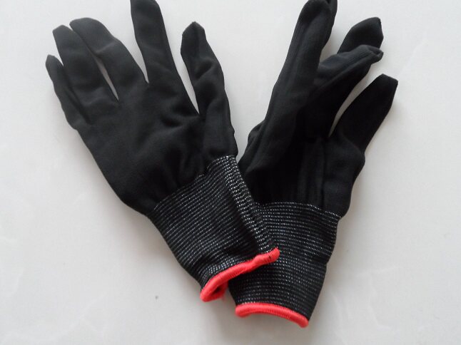 6双 高弹黑色手套运动透气薄礼仪纱线劳保工作阅兵黑手套外贸开车