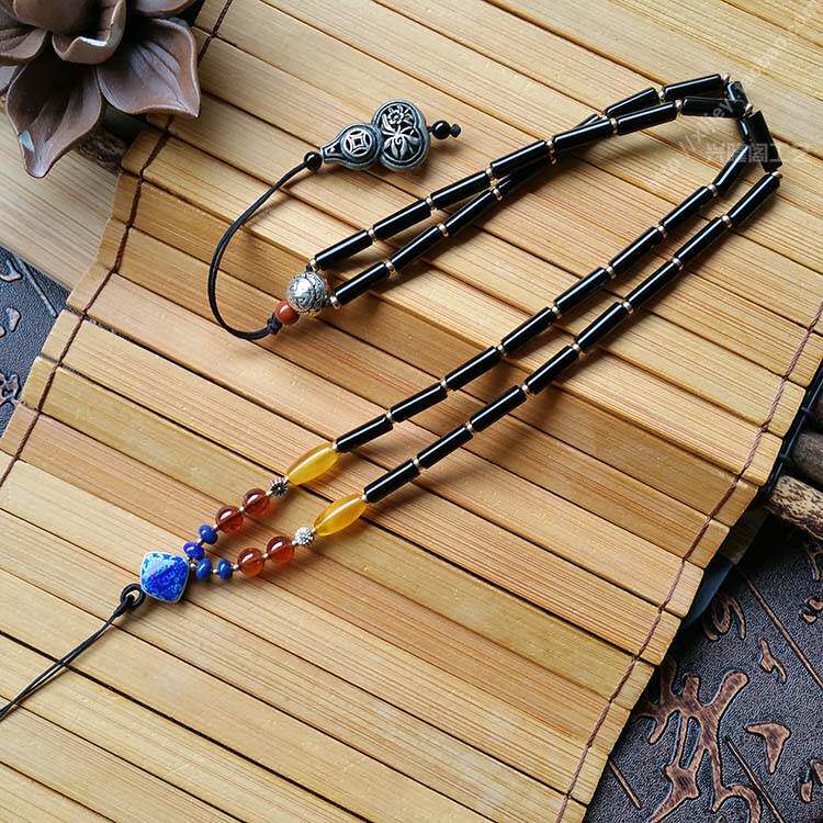 蜜蜡琥珀吊坠挂绳玉坠挂绳天然蜜蜡925纯银吊坠佛牌珠链玉佩挂绳