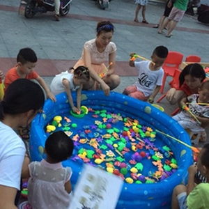 钓鱼池充气池广场夜市摆摊生意游泳池儿童钓鱼玩具水池套装磁性鱼