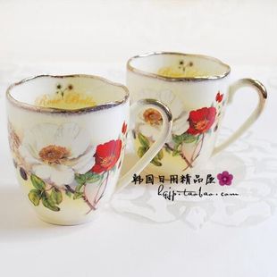 韩国进口Rose Bella贝拉玫瑰陶瓷水杯 带把茶杯 马克杯 单个价格