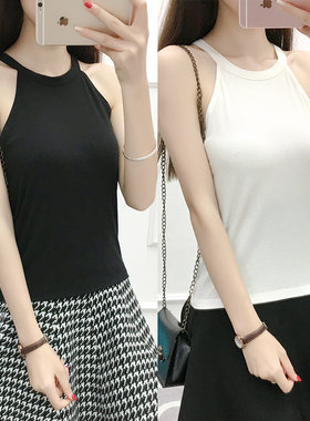 莫代尔挂脖子露肩百搭风吊带背心