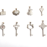 Hairy girl DIY jewelry materials parts 925 silver inlay the money bag lock key pendant