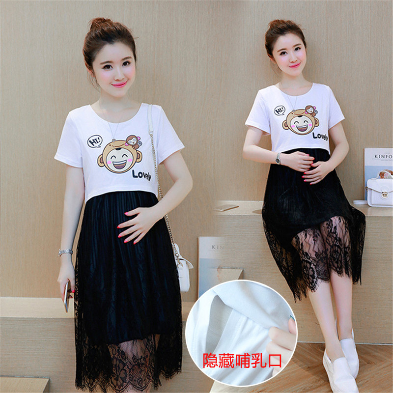 孕妇夏装连衣裙中长款2019新款夏天哺乳裙大码时尚款显瘦短袖裙子|ruв категории Всё для беременных и кормящих, материнство, платье - от Buy2taobao.com для оказания профессиональной услуги покупки агента Taobao