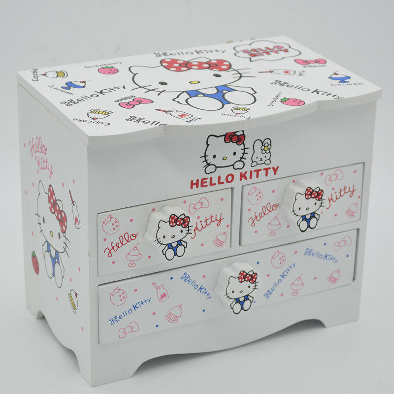 包邮欧式生日礼物hello kitty带镜化妆盒 饰品首饰收纳盒