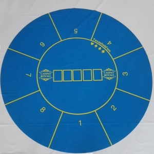 蓝色德州扑克圆形桌布 桌布 三防布热升华游戏台布120CM直径
