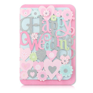 卡小姐 贺曼结婚贺卡Happy Wedding唯美粉色烂漫镂空婚礼祝福卡片