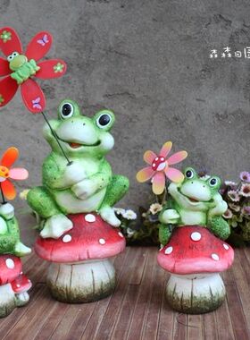 入户庭院陶瓷彩绘青蛙组合工艺品