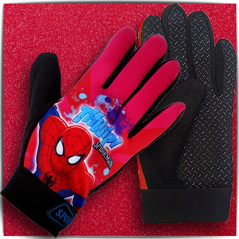 蜘蛛侠儿童手套全指春秋款小孩子轮滑户外运动6岁8岁防护用具超人