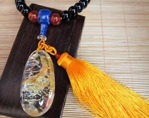 石来运好 天然黄礁花景石车挂件汽车挂饰纯手工编制孤品原创包邮