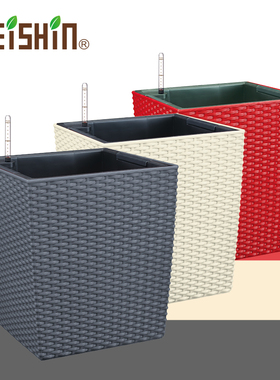 诚信SEISHIN 室内创意塑料树脂中等懒人自动吸水花缸兰花绿箩